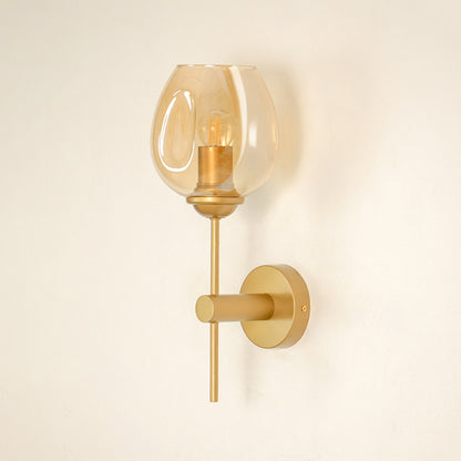 Champagne Halogen Round Shade Golden Wall Lamp