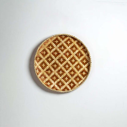 Terracotta decorative wall plate with geometric lattice pattern for artistic wall styling and elegant home decor.
