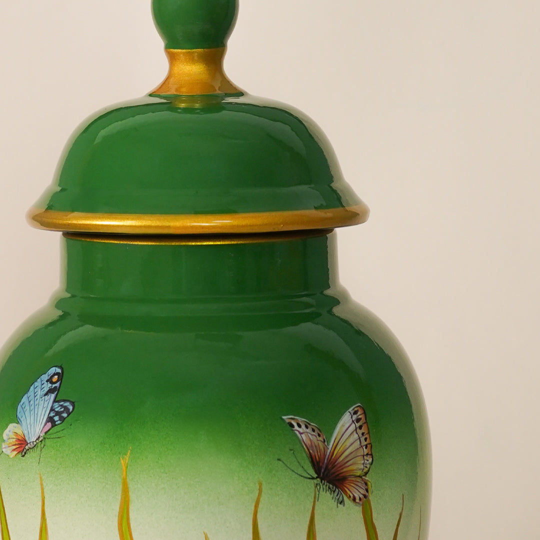 Chinese Green Ceramic Jar With Lid - Small