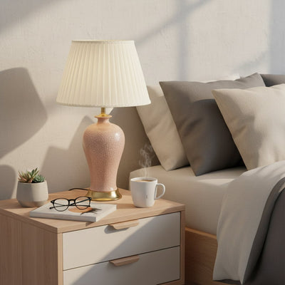 Cinnamon Glossy Cream Ceramic Table Lamp