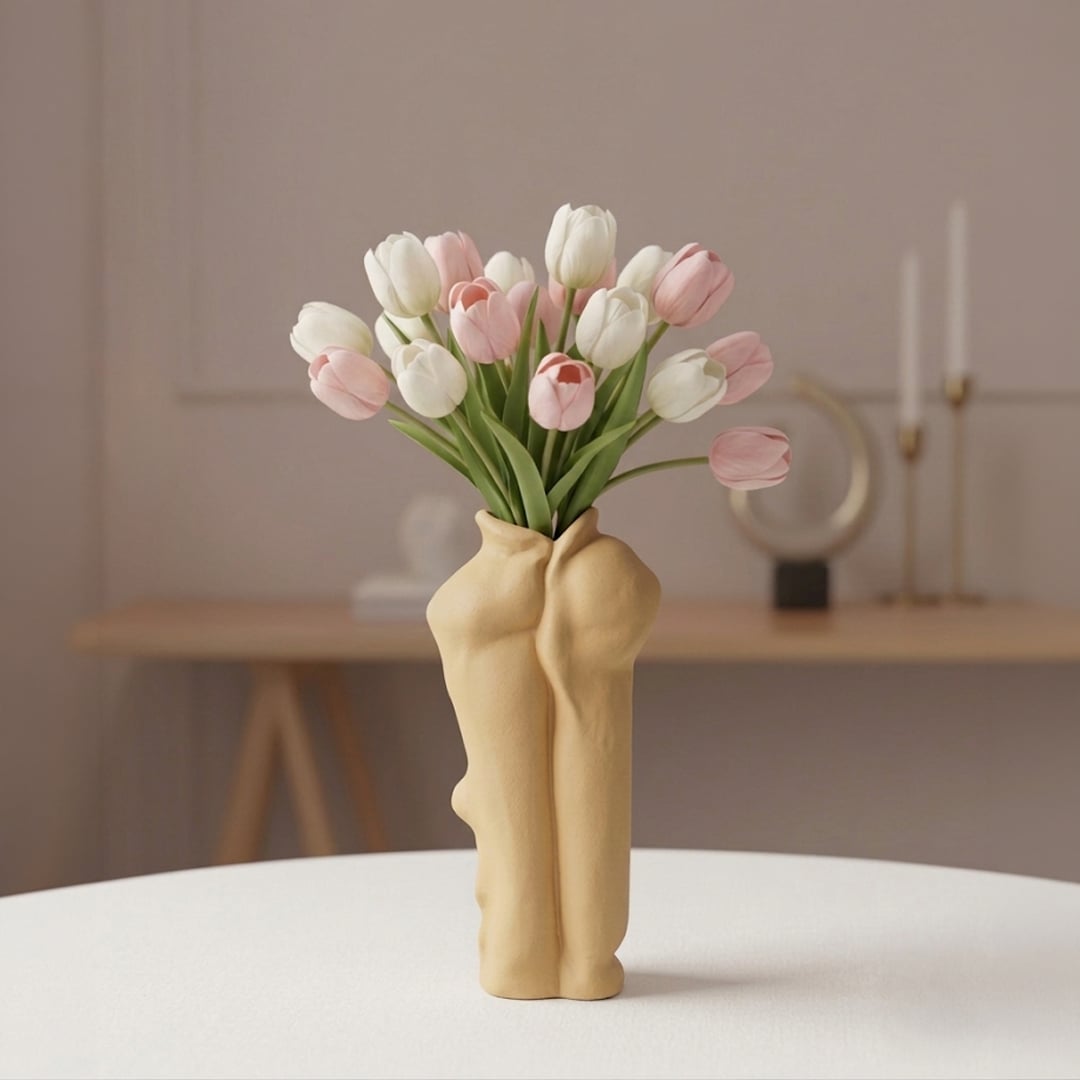 clara ceramic vase yellow main lifestyle
