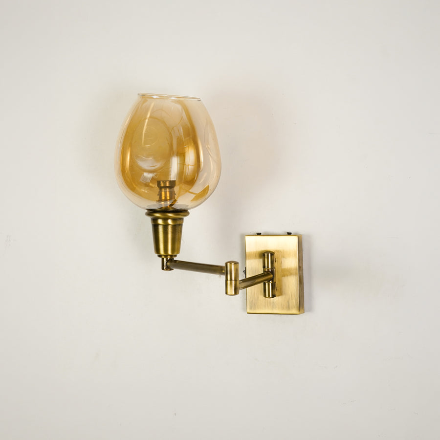 White background image of classy swivel two arm antique bedside wall light for elegant bedroom styling and home lighting.