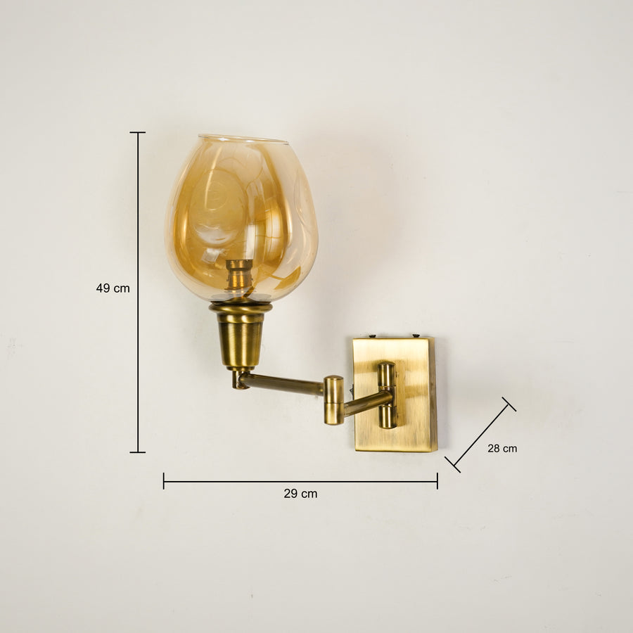 Dimension image of classy swivel two arm antique bedside wall light for elegant bedroom decor styling and home lighting.