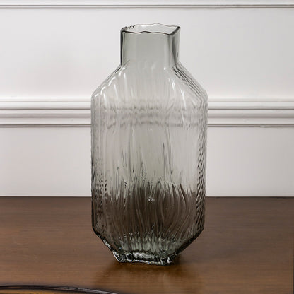 Tall smoke grey textured glass vase for refined home shelf decor or elegant dining table centerpiece arrangement.