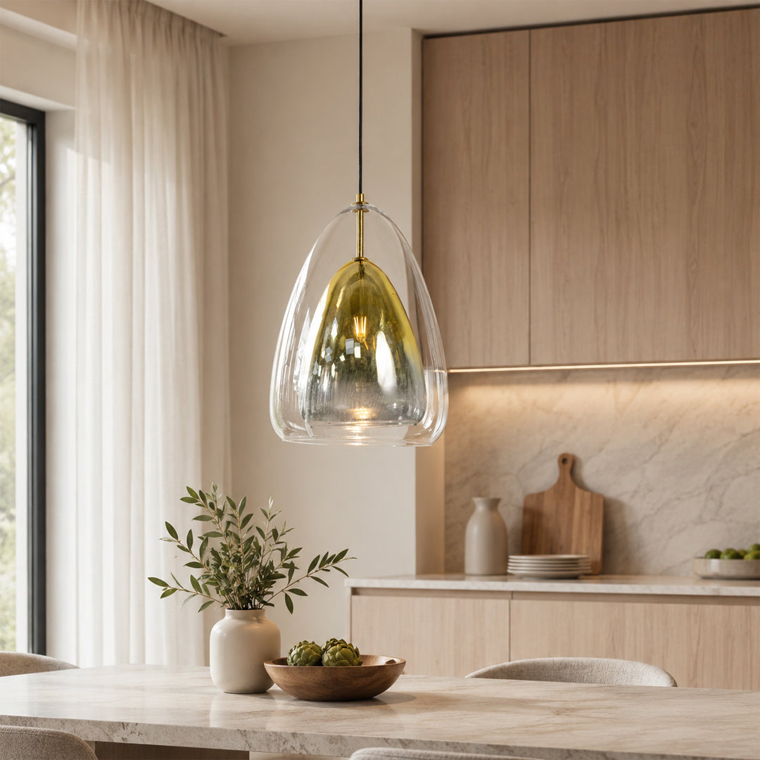 Clear Glass Long Dome Shape Pendant Lamp