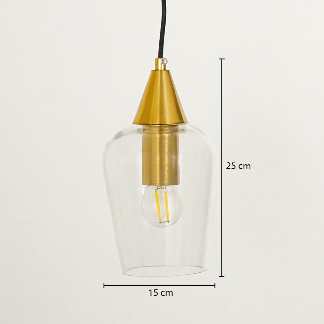 Clear Gold Glass & Metal Pendant Light
