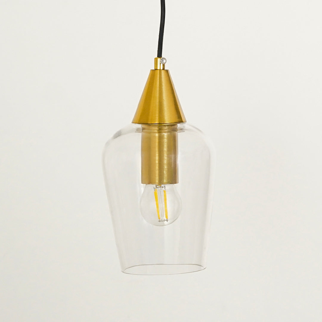 Clear Gold Glass & Metal Pendant Light