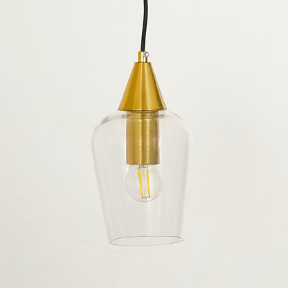 Clear Gold Glass & Metal Pendant Light