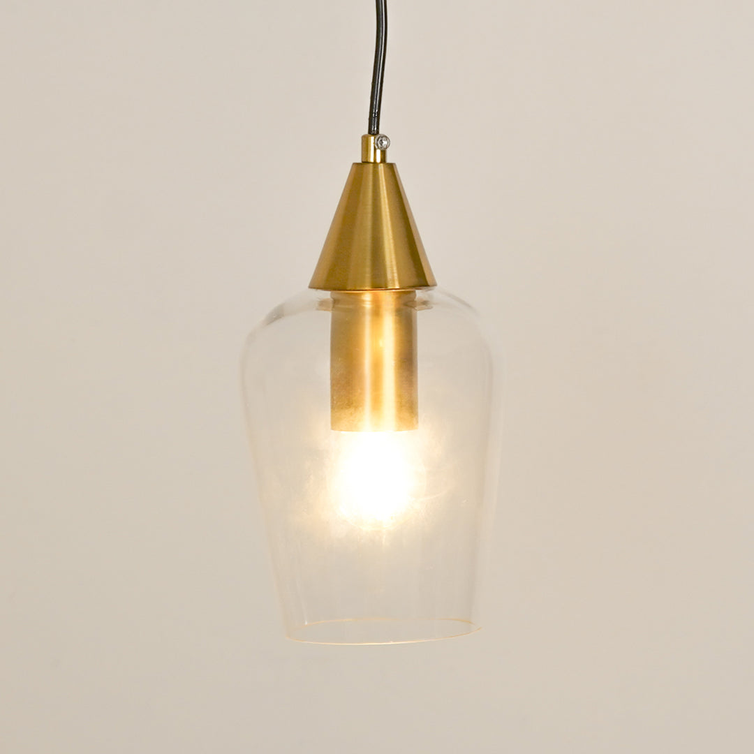Clear Gold Glass & Metal Pendant Light