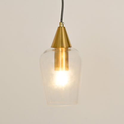 Clear Gold Glass & Metal Pendant Light