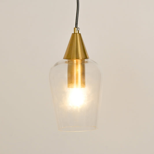 Clear Gold Glass & Metal Pendant Light