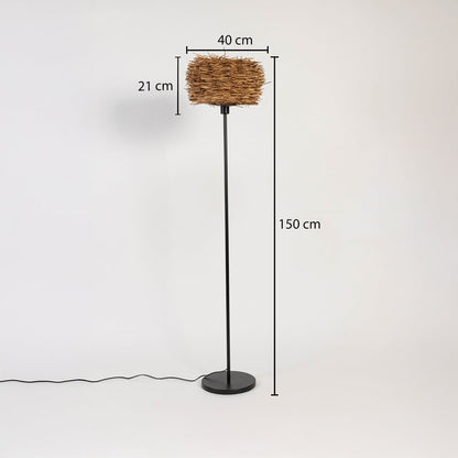 Wicker floor lamp dimensions height 150 cm shade width 40 cm shade height 21 cm.