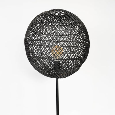 Clove Linear Black Floor Lamp with Moon Glow Rattan Shade