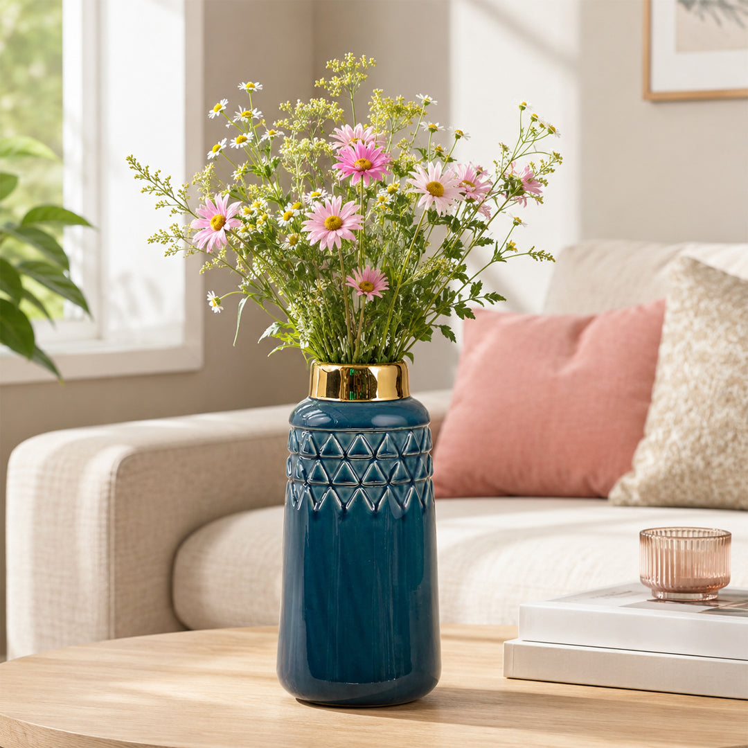 Cobalt Blue - Gold Ceramic Vase