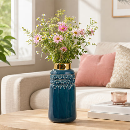 Cobalt Blue - Gold Ceramic Vase
