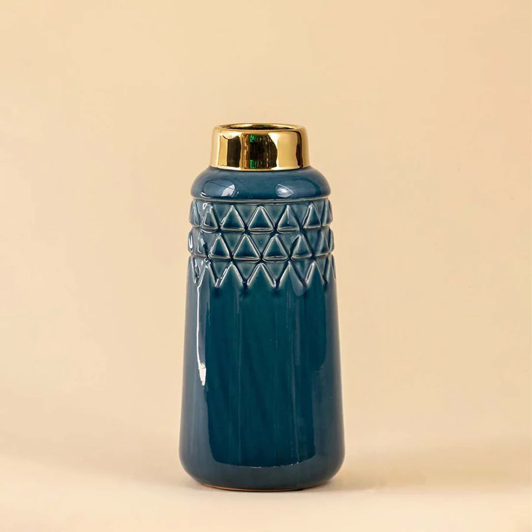 Cobalt Blue - Gold Ceramic Vase