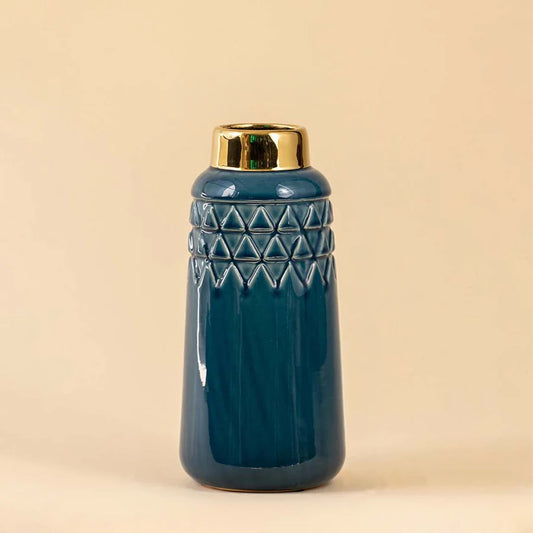 Cobalt Blue - Gold Ceramic Vase