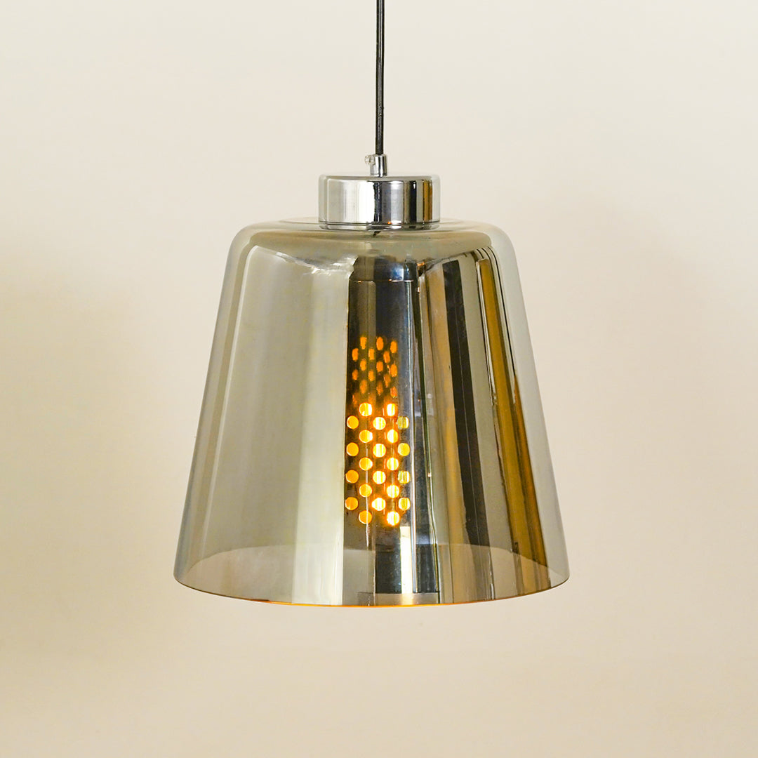 Conical Mesh Hanging Light - Chrome