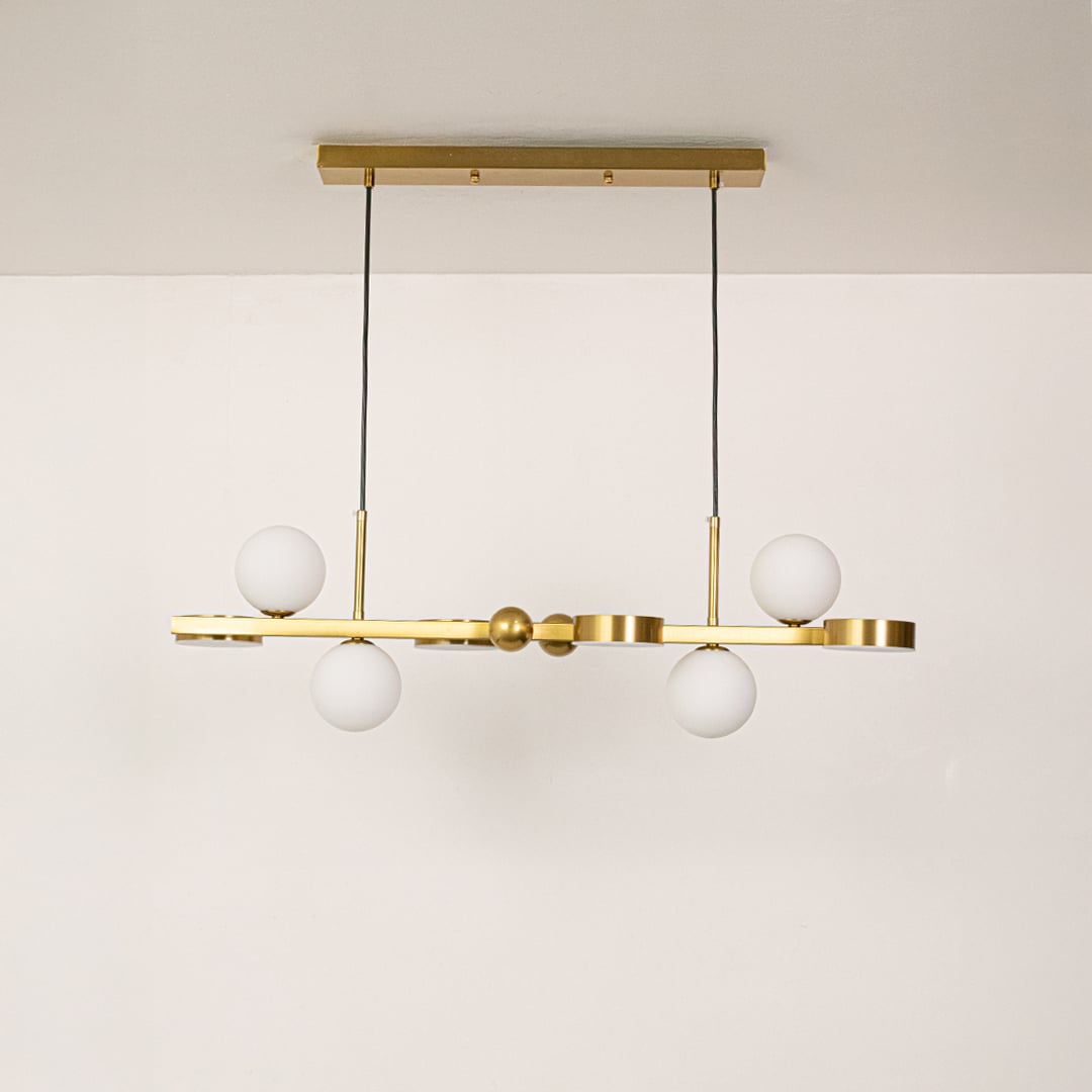 contemporary led linear ceiling light gold light off white background