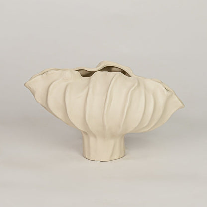 coral mollusk ceramic bowl off white white background
