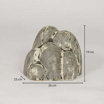 Beige textured ceramic decor sculpture size 19 cm height 26 cm width 23 cm depth decorative showpiece for table styling.