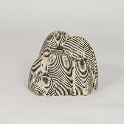 Beige textured ceramic decor sculpture modern decorative showpiece for table console shelf living room home decor styling.