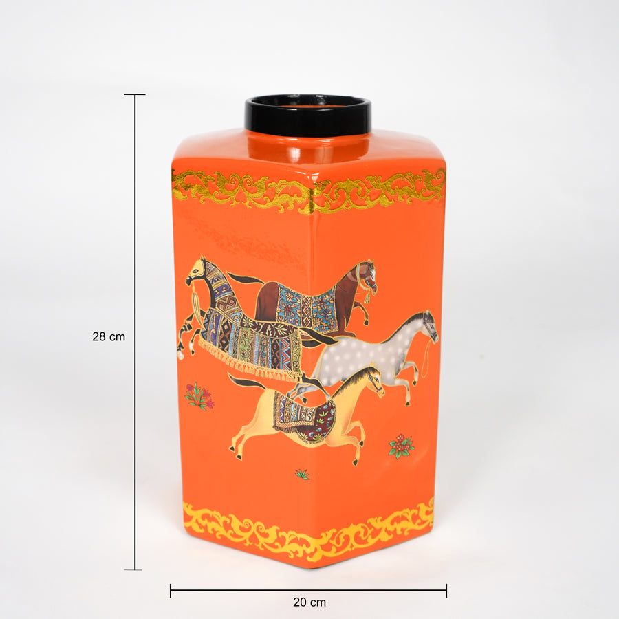 Dimension image of small mediterranean style jar for elegant tabletop decor styling and modern home interior room decoration.