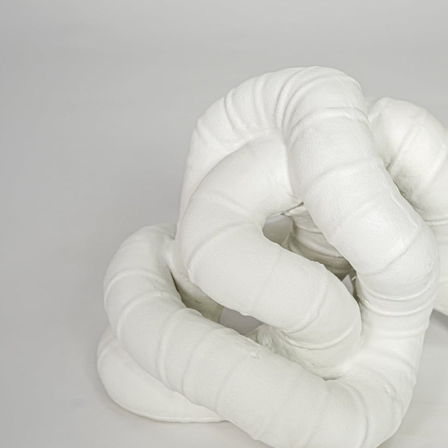 White ceramic abstract decor sculpture modern decorative showpiece for table console shelf living room decor styling.