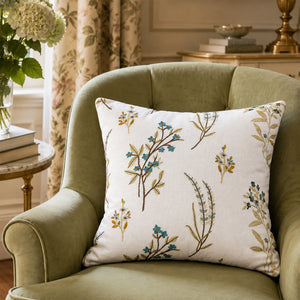 Cotton Cushion Covers Embroidered With Blossoms
