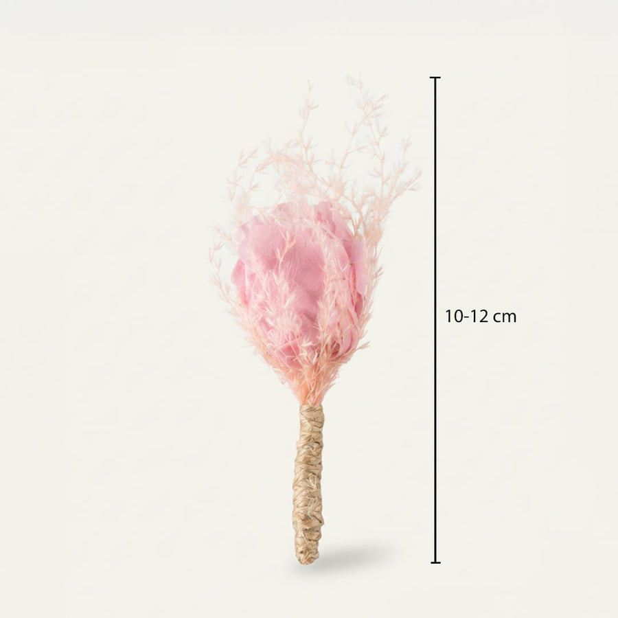 Dried floral bunch with soft pink feather texture showing height 10 to 12 cm ideal for small vase and gentle Decor styling.