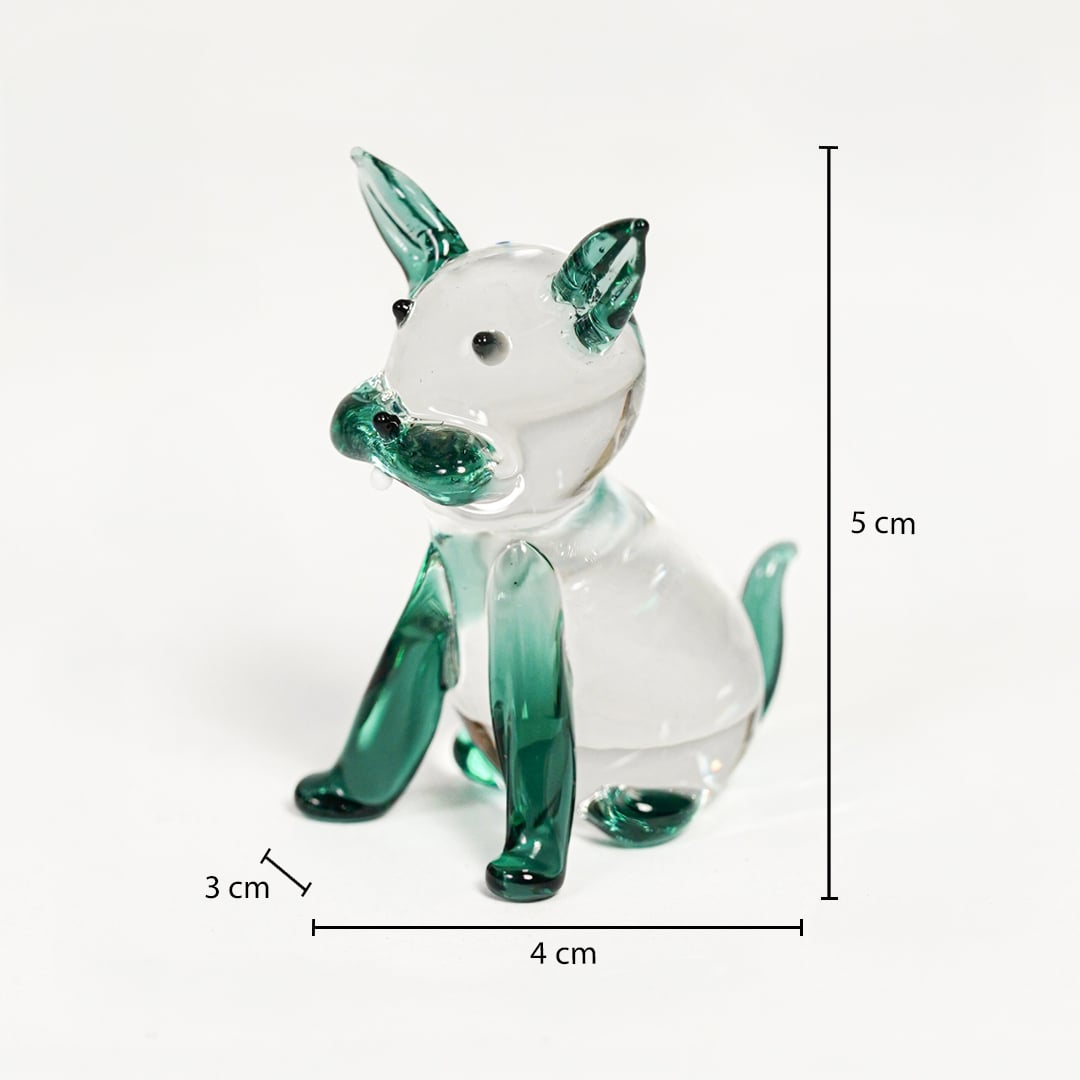 crystal glass cute lying cat blue dimensions