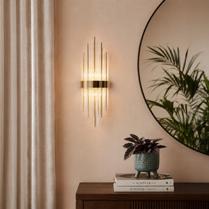 Ignite Crystal Glass Modern Gold Metal Wall Light with Steel Brackets