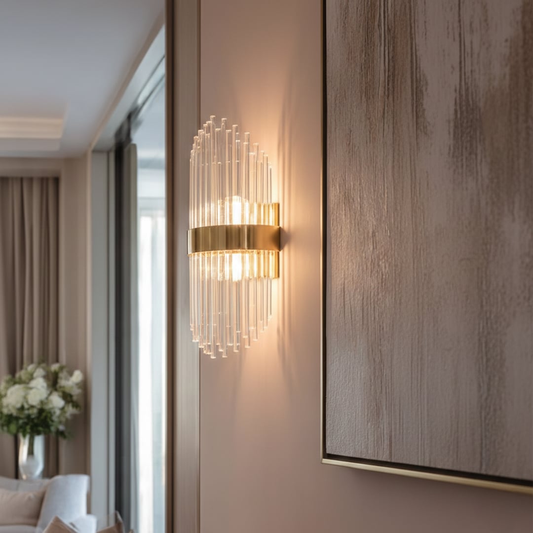 crystal modern gold metal wall light main lifestyle