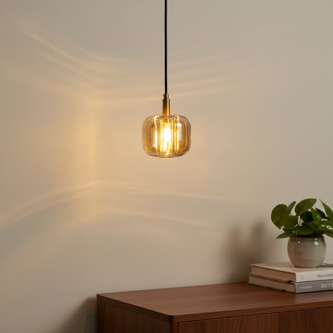cubie globe pendant light amber main lifestyle