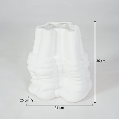 Modern white ceramic abstract sculpture with 31cm height for stylish shelf and luxury home decor styling.