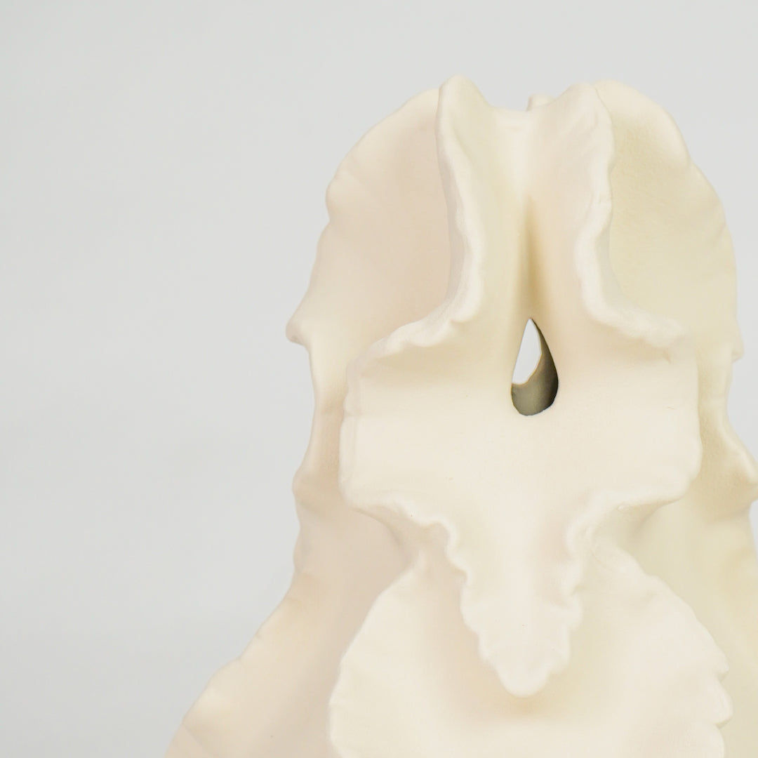 Curling Petal Ceramic Vase - White