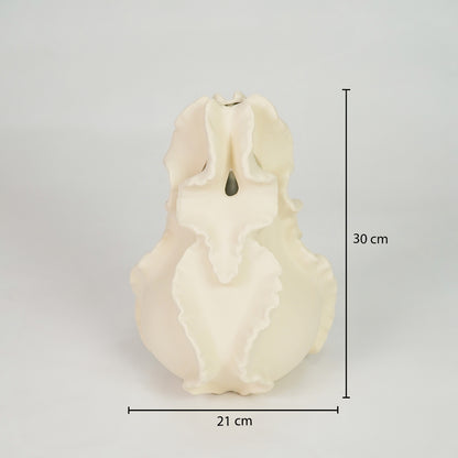 Curling Petal Ceramic Vase - White