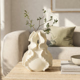 Curling Petal Ceramic Vase - White