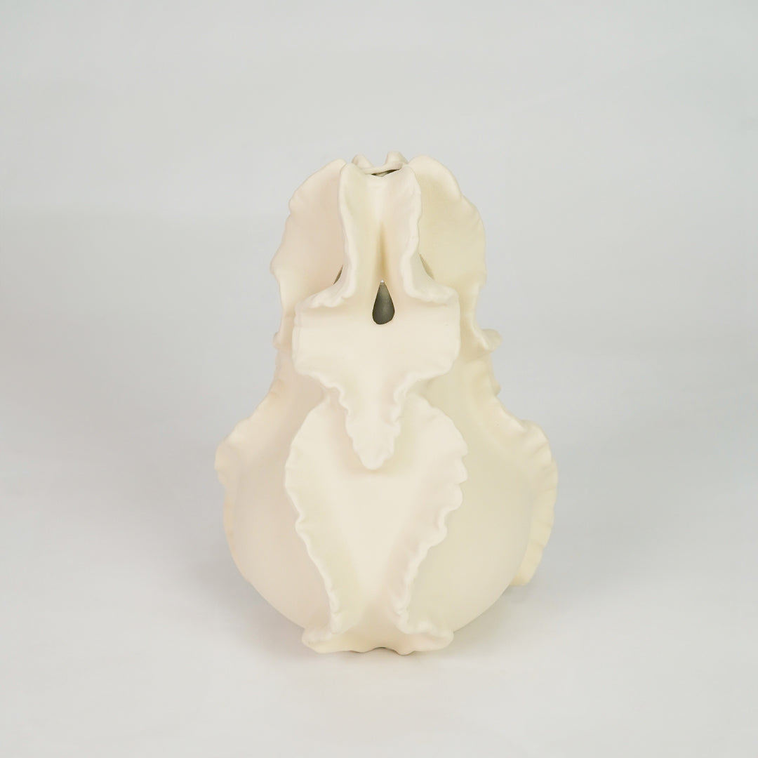 Curling Petal Ceramic Vase - White