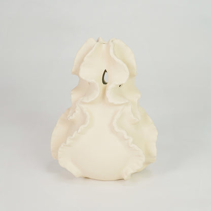 Curling Petal Ceramic Vase - White