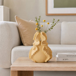 Curling Petal Ceramic Vase - Beige