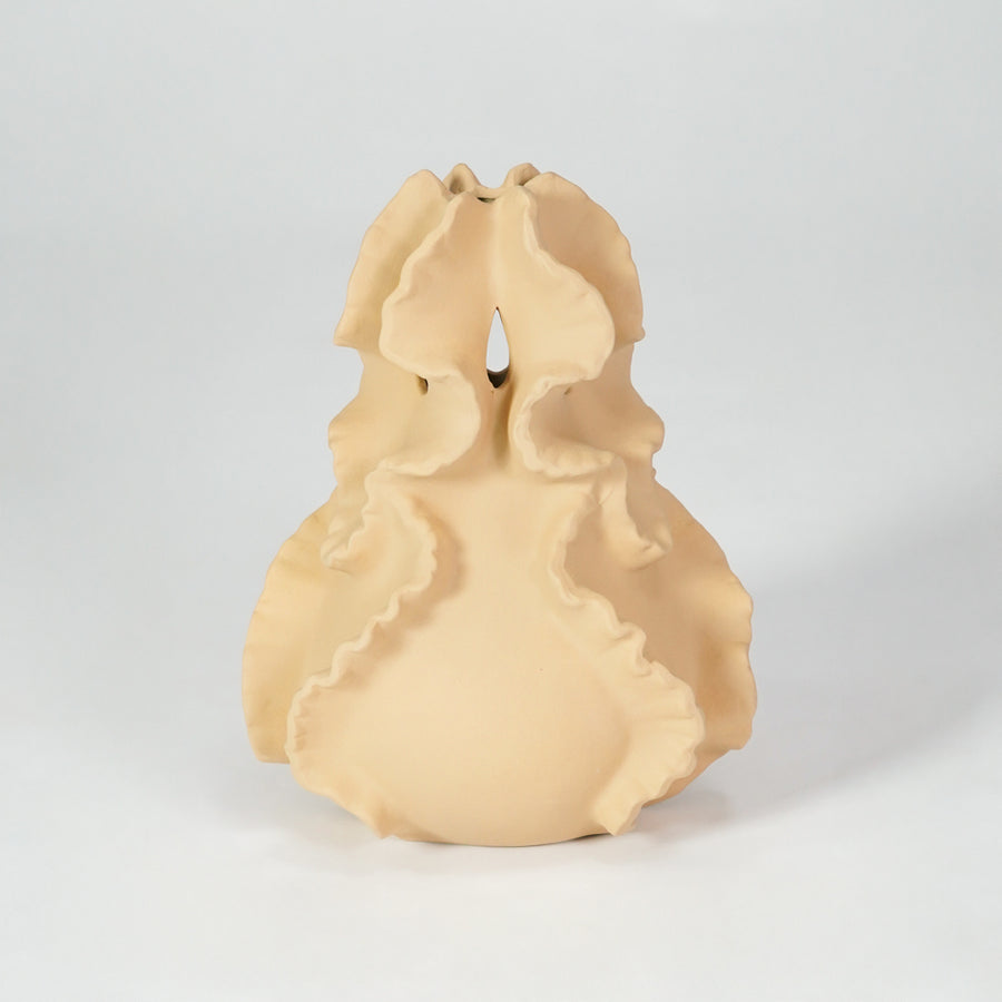 Modern beige ceramic decor vase for elegant console table placement and minimalist indoor decor styling accent.