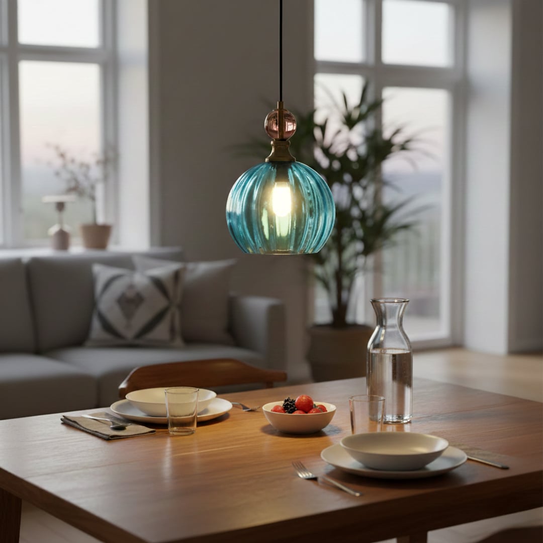 danish glass ball chandelier blue red main lifestyle