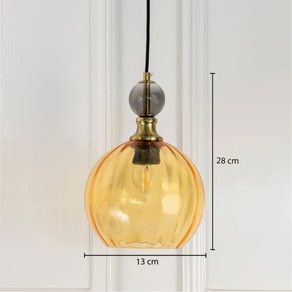 Danish Glass Ball Chandelier - Amber & Smoky