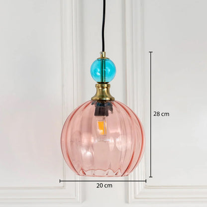 Danish Glass Ball Chandelier - Red & Blue