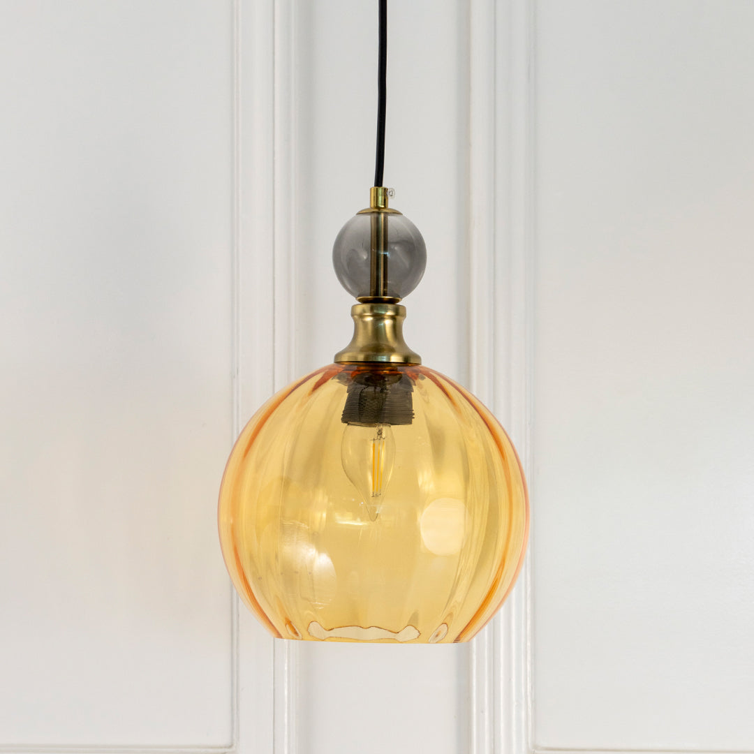 Danish Glass Ball Chandelier - Amber & Smoky