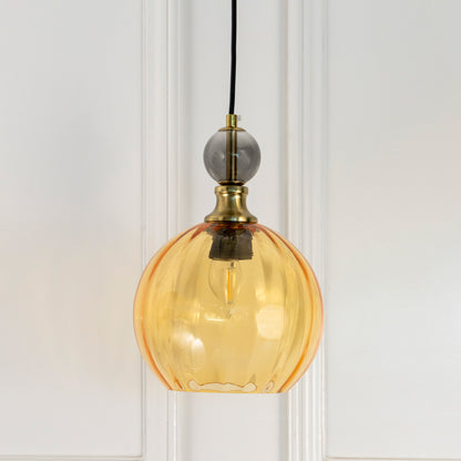 Danish Glass Ball Chandelier - Amber & Smoky