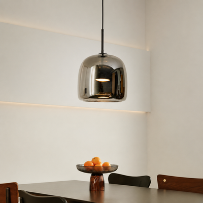 Lifestyle image of danoise metal pendant lamp for elegant dining room decor styling and modern home interior lighting.