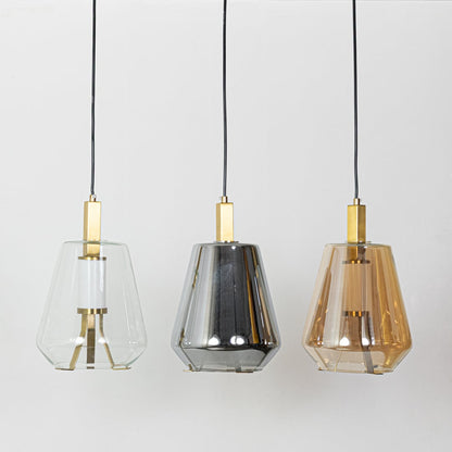 Decorative glass pendant lights with metal accents offering stylish lighting for modern home spaces.
