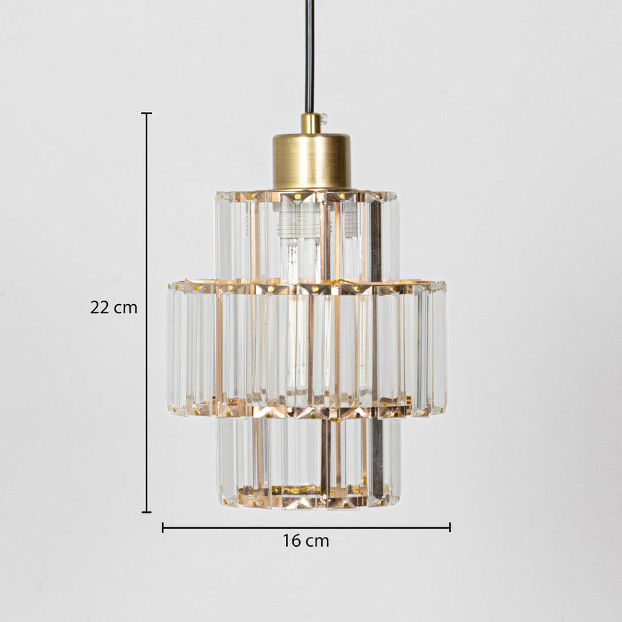Smoky textured glass and brass wall light dimension image with 22 cm width and 22 cm height for modern bedside placement.